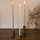 Set of 3 Wooden Fine Candle Holders - Terracotta