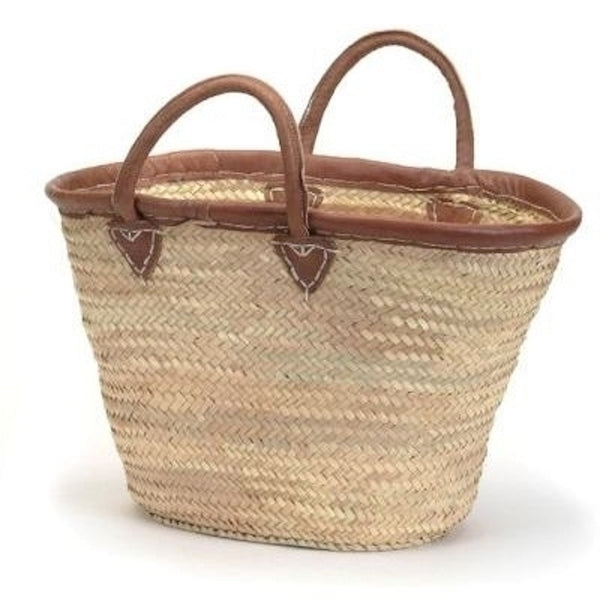 Straw Market Bag/Basket Classic Leather Handles Basket
