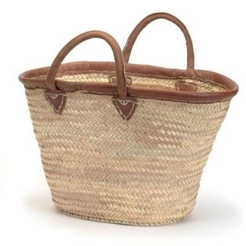 Straw Market Bag/Basket Classic Leather Handles Basket
