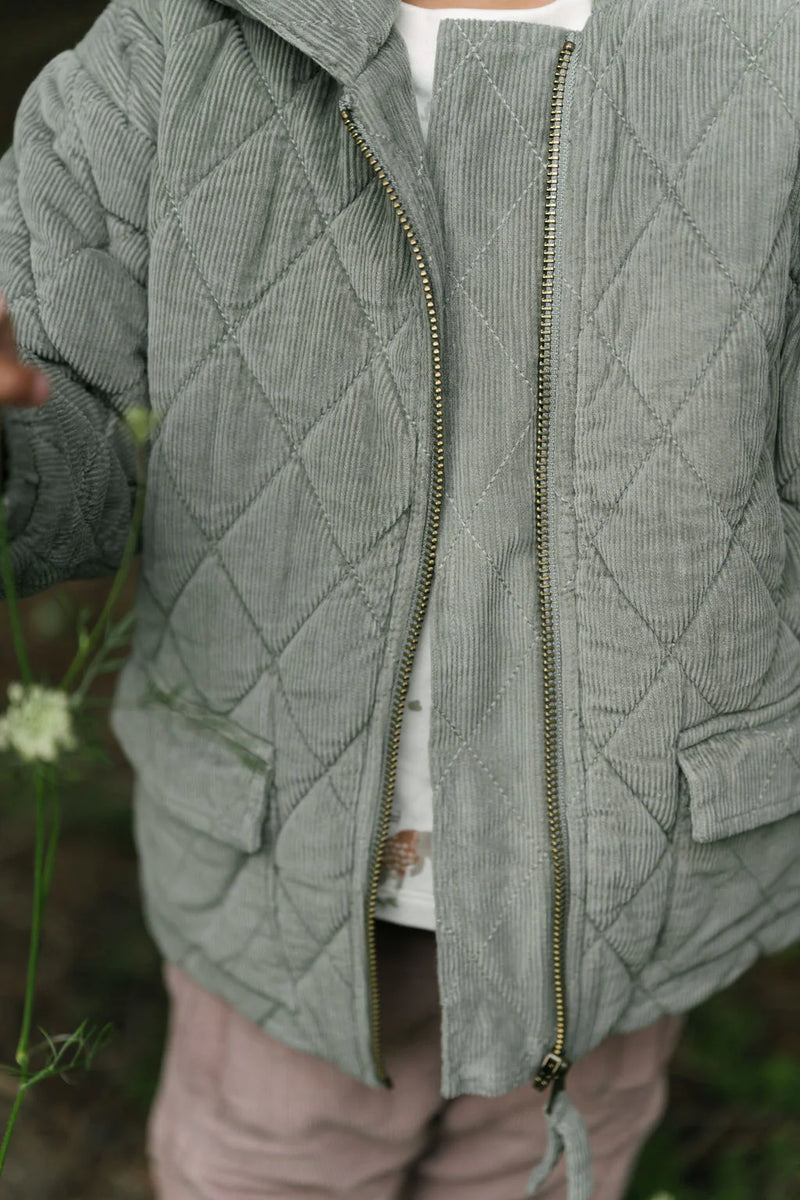 Corduroy Quilted Jacket - Sage