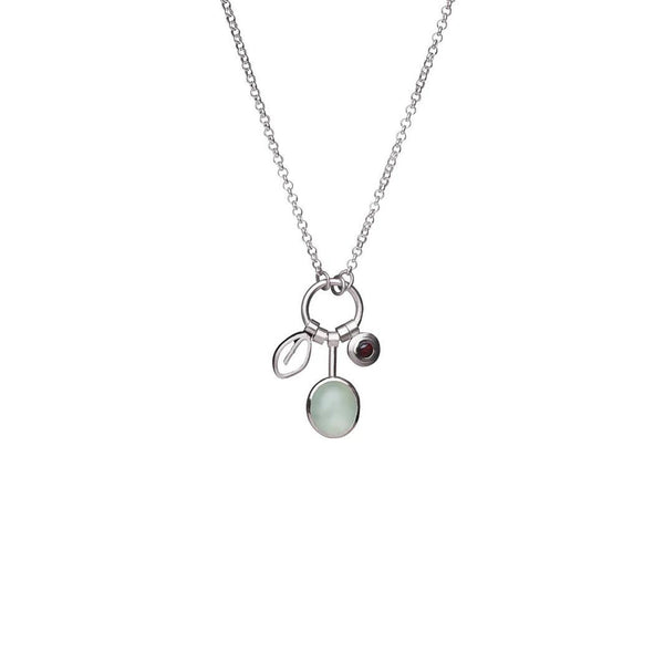 3 Piece Necklace (Garnet/ Aquamarine)