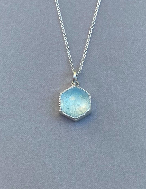 Andrea Mueller -  Aquamarine Hexagon with beading - Necklace