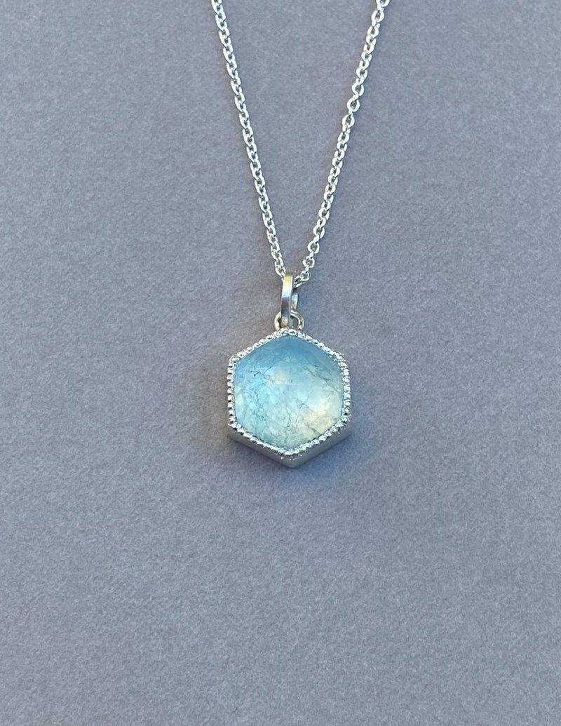 Andrea Mueller -  Aquamarine Hexagon with beading - Necklace