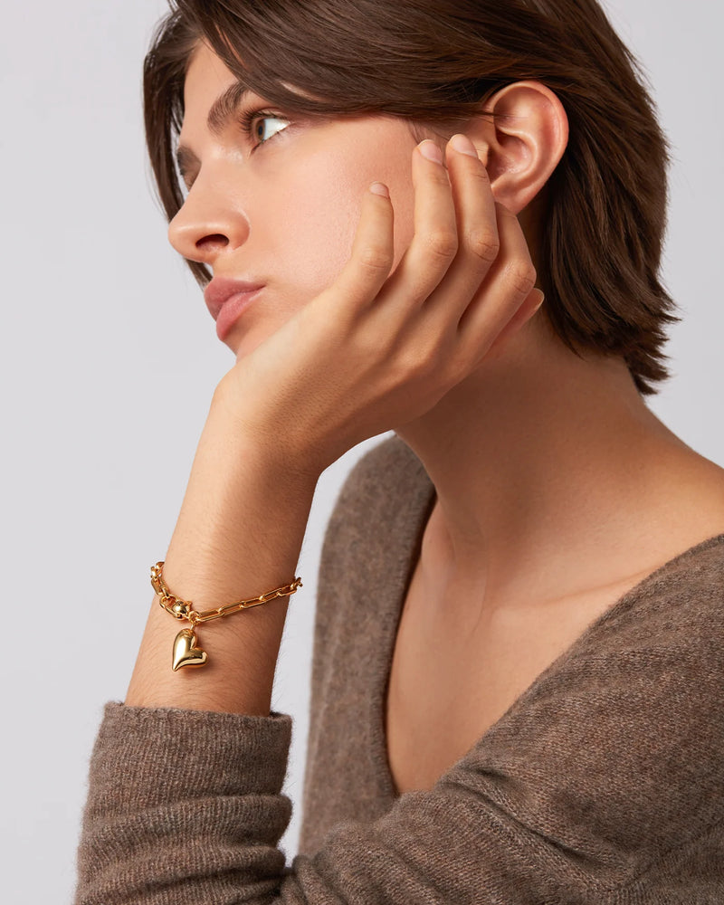 Puffy Heart Bracelet Gold - Jenny Bird