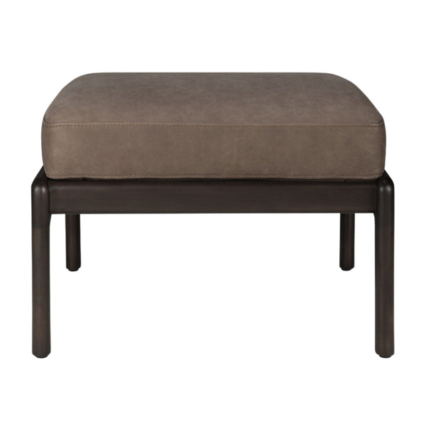 Jack Footstool - Varnished Mahogany - Dark Brown - Terra Nubuck Leather