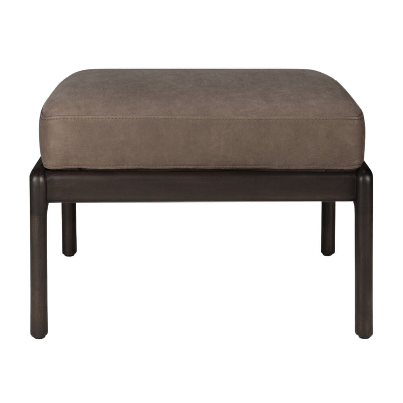 Jack Footstool - Varnished Mahogany - Dark Brown - Terra Nubuck Leather