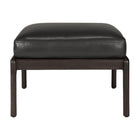 Jack Footstool - Varnished Mahogany - Dark Brown - Black Leather