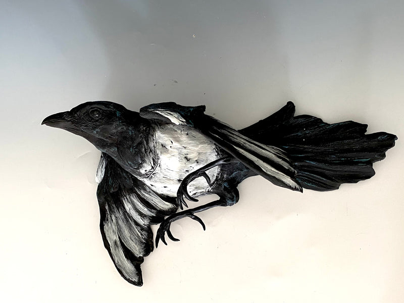 Mary Philpott - Magpie Flight (face left) - 18"x10"x5"