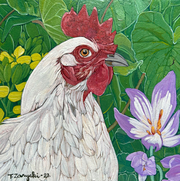 Tanya Zaryski -Portrait of a Chicken- 8"x8"