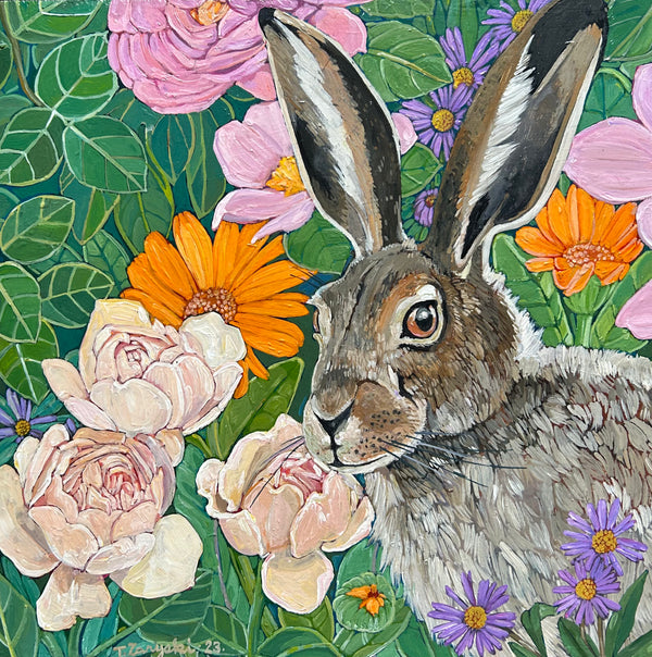 Tanya Zaryski -Portrait of a Rabbit- 10"x10"