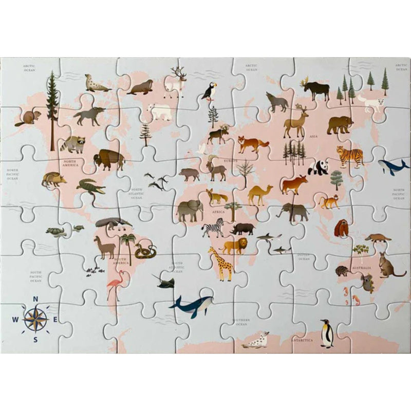 World Map Animal - Jigsaw Puzzle - 42 pieces