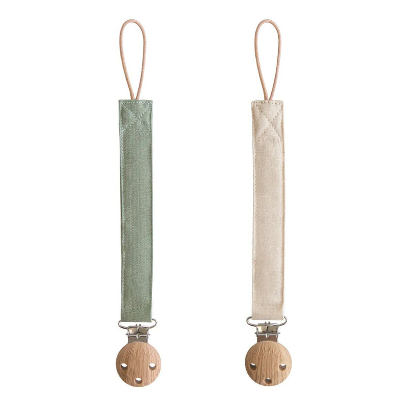 Linen Pacifier Clip 2 Pack