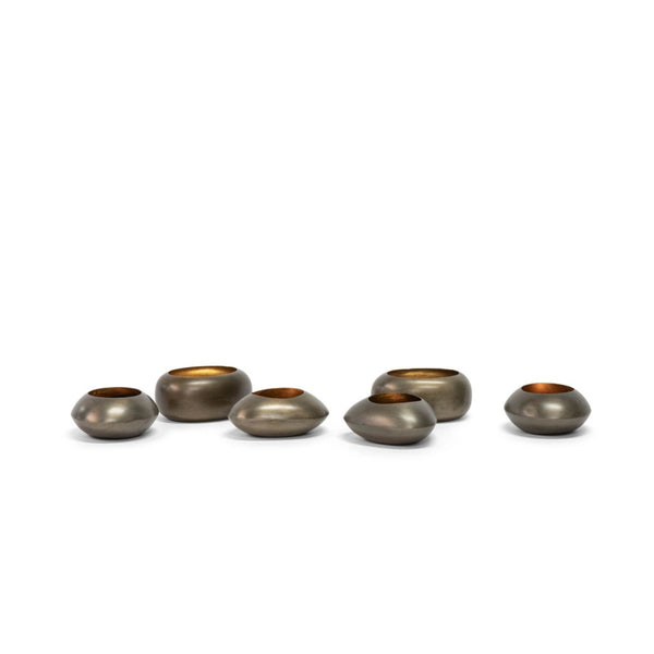 Organic Nickle Tealight Holder with Gold Antique Leafing