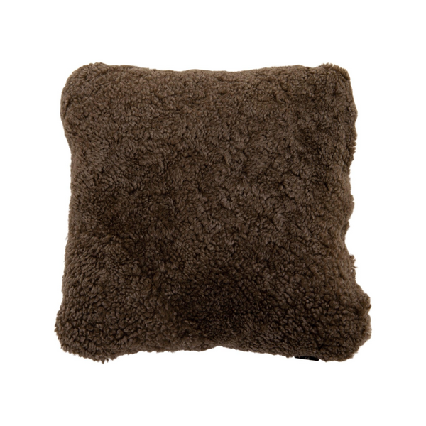 Curly Wool Double Sided Square Sheepskin Pillow - Taupe - 16" x 16"