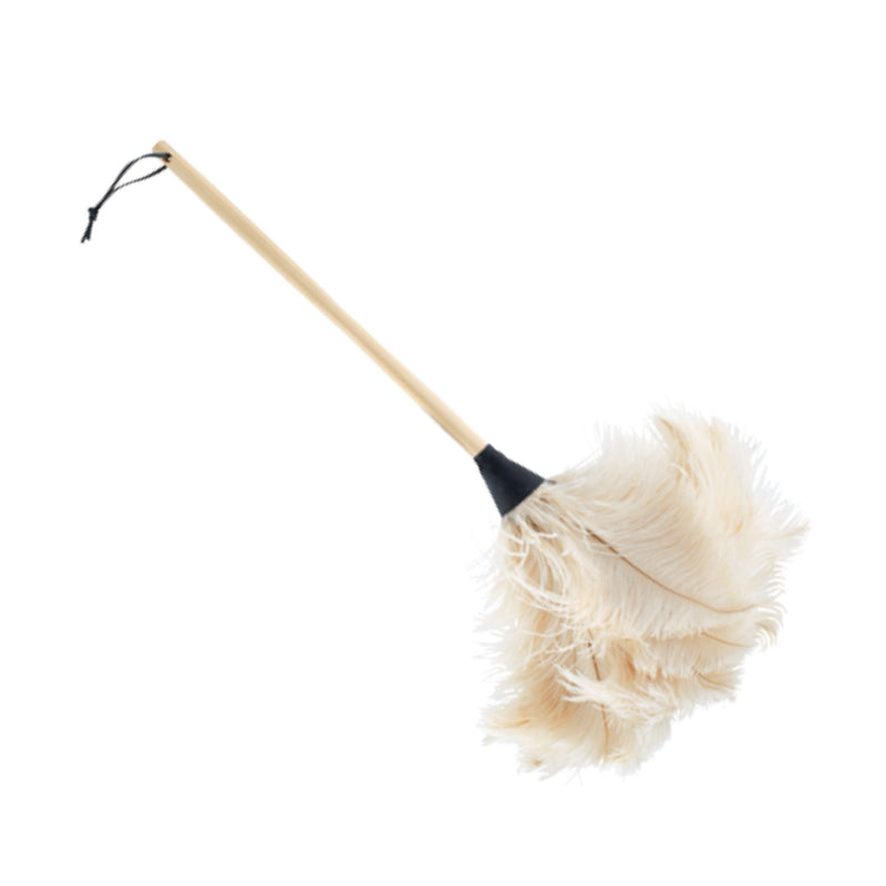 White Ostrich Feather Duster with Wooden Handle