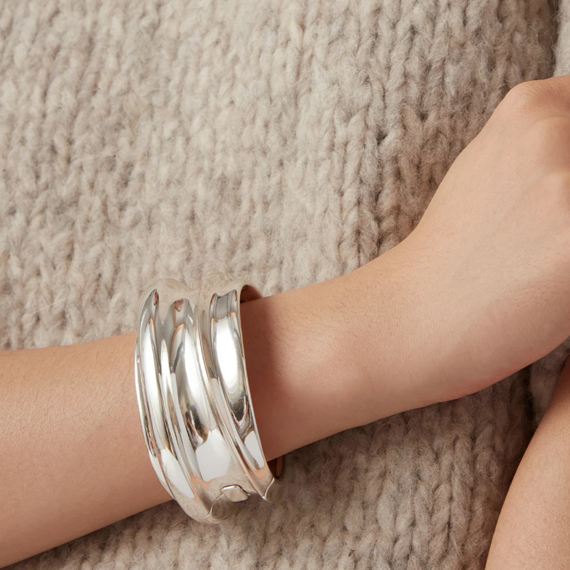 Mega Lennon Bangle Silver - Jenny Bird