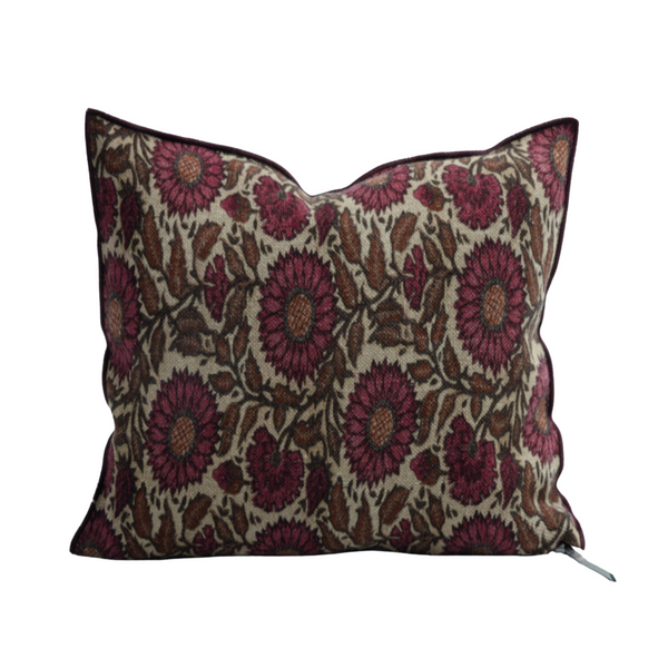 Printed Wabi Sabi Linen Pillow - 20x20" - Les Tournesols Chianti