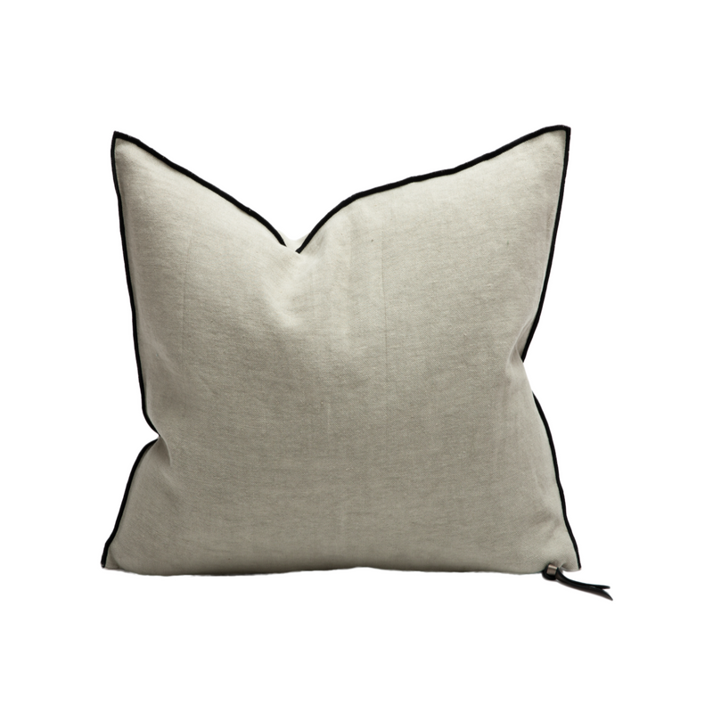 Stone Washed Linen Pillow - 20x20" - Ciment