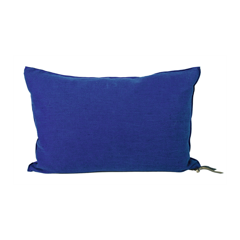 Crumpled Washed Linen Pillow - 16x24" - Cobalt/Indigo