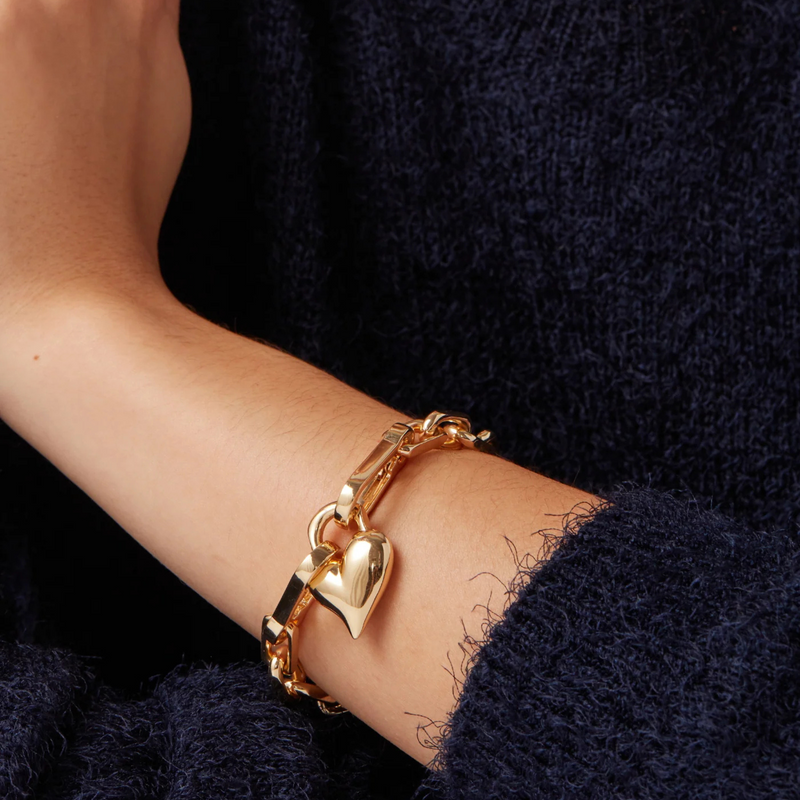 Padlock Heart Chain Bracelet Gold - Jenny Bird