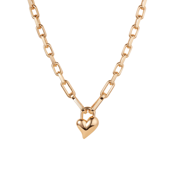 Padlock Heart Chain Necklace Gold - Jenny Bird