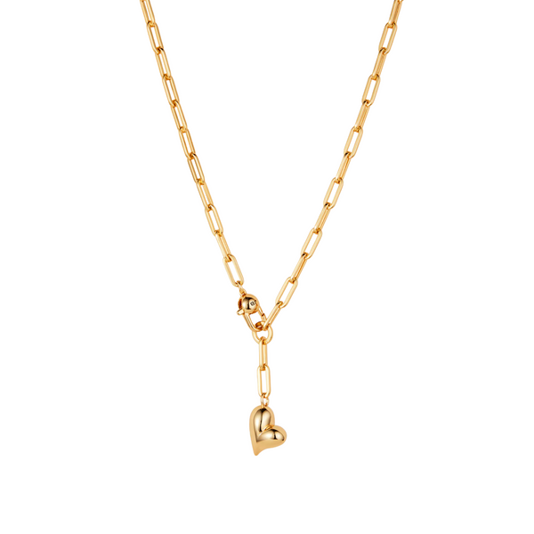 Puffy Heart Necklace Gold - Jenny Bird