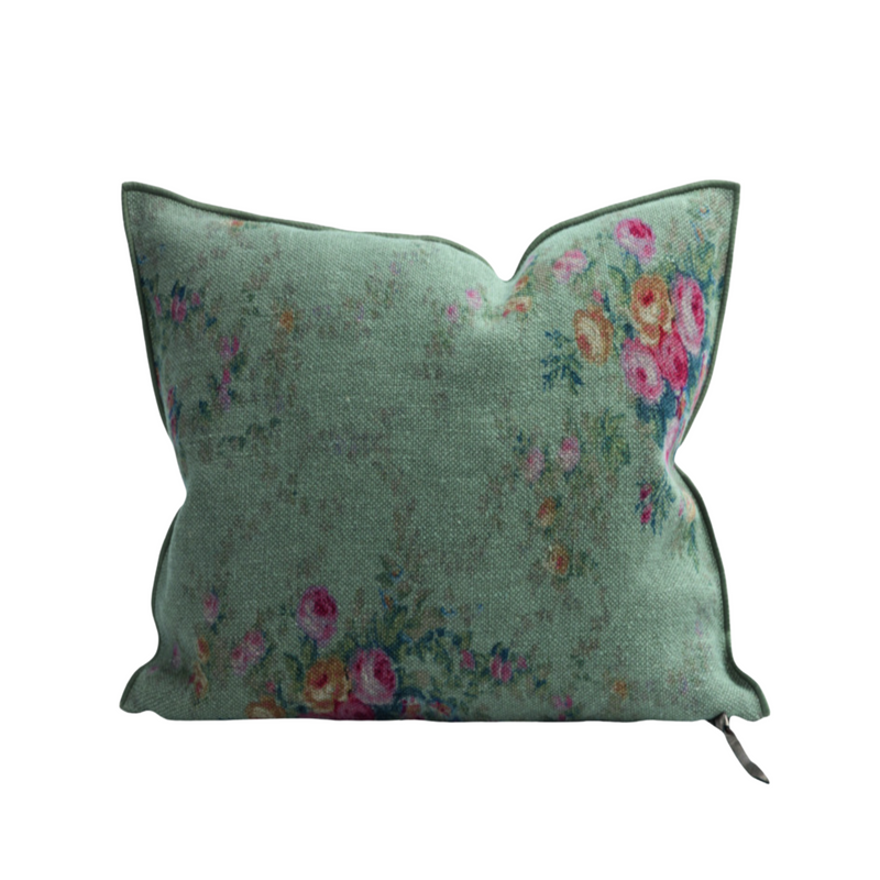 Printed Wabi Sabi Linen Pillow - 20x20" - Pompadour Nuage