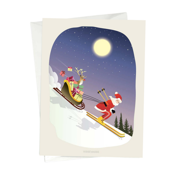 Skiing Santa - Greeting Card