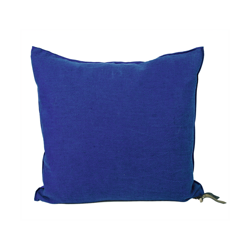 Crumpled Washed Linen Pillow - 26x26" - Cobalt/Indigo