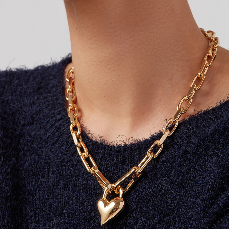 Padlock Heart Chain Necklace Gold - Jenny Bird
