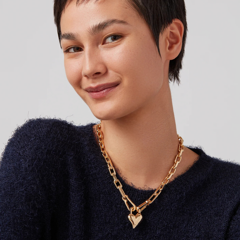 Padlock Heart Chain Necklace Gold - Jenny Bird