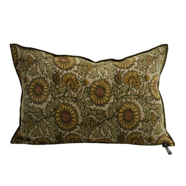 Printed Wabi Sabi Linen Pillow - 16x24" - Les Tournesols Bronze