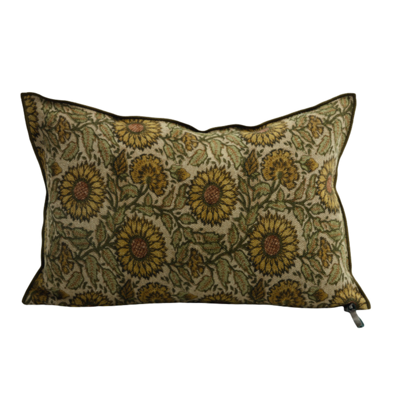 Printed Wabi Sabi Linen Pillow - 16x24" - Les Tournesols Bronze