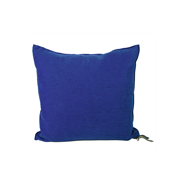 Crumpled Washed Linen Pillow - 20x20" - Cobalt/Indigo