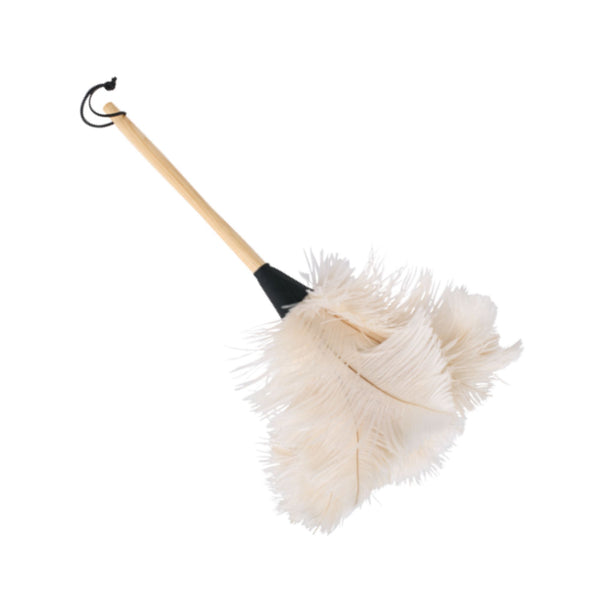 White Ostrich Feather Duster with Wooden Handle