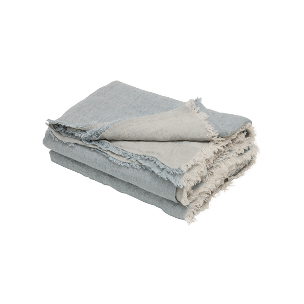 Crumpled Washed Linen Throw Fringed - 55x99" - Nuage/Givre