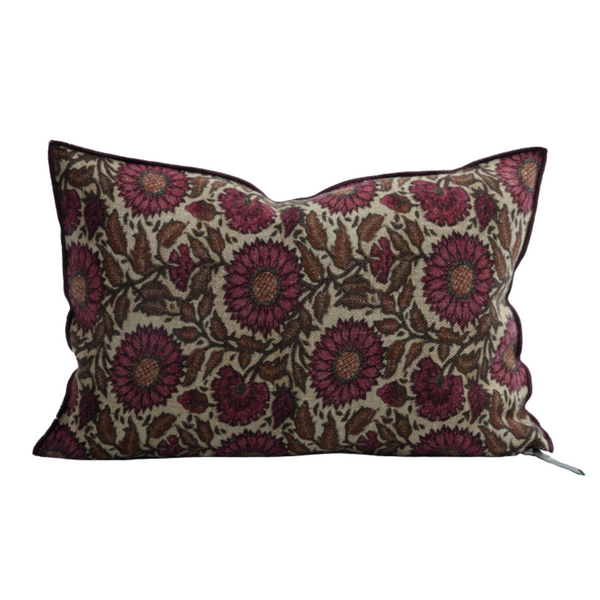 Printed Wabi Sabi Linen Pillow - 16x24" - Les Tournesols Chianti