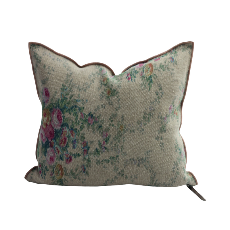 Printed Wabi Sabi Linen Pillow - 20x20" - Pompadour Nude
