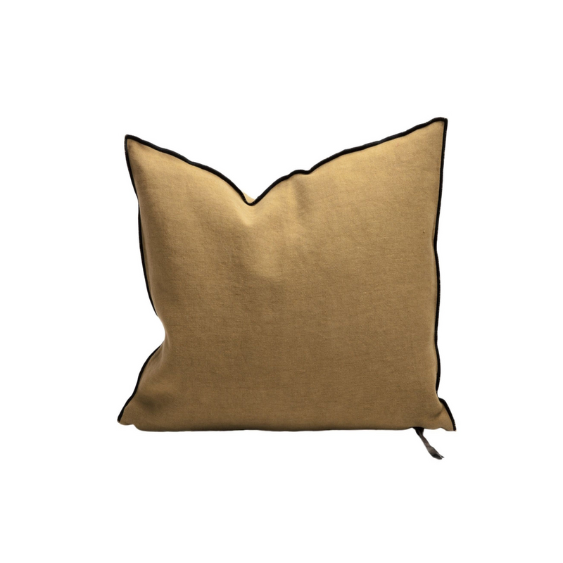 Stone Washed Linen Pillow - 20x20" - Ocre
