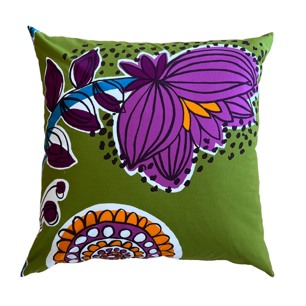 Mari Mekko - Green-Purple Flower Pillow