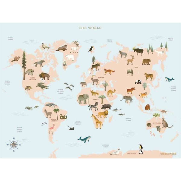 World Map Animal - Greeting Card