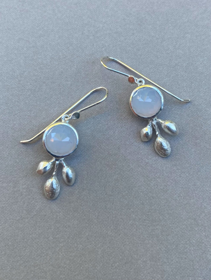 Andrea Mueller -  Gem with  three buds - Chalcedony -Earrings