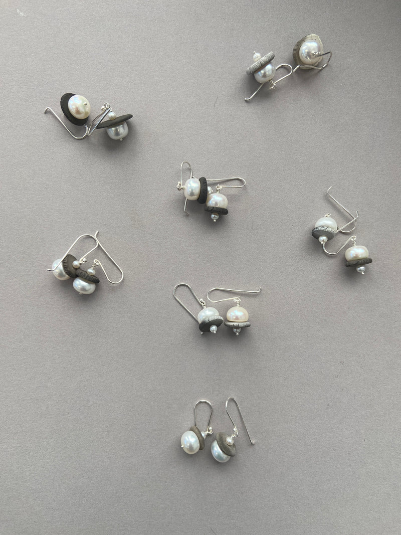 Andrea Mueller -  Pearl+Ceramic Stack Earrings