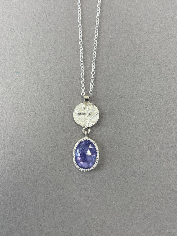 Andrea Mueller -  Round Floral Relief with Tanzanite - Necklace