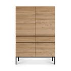 Oak Ligna Storage Cupboard - Black Metal Legs