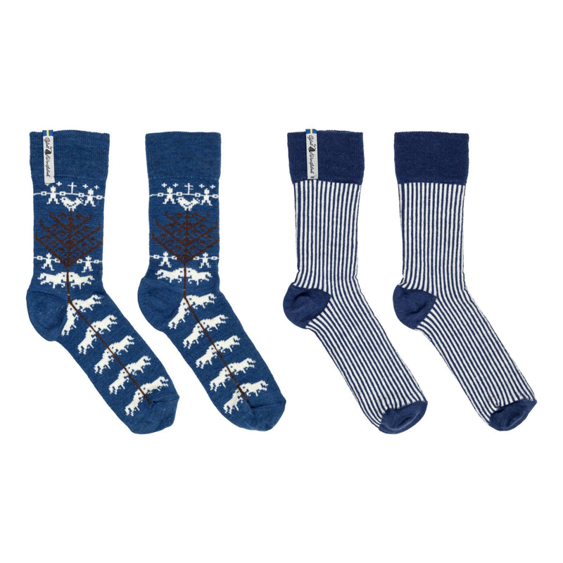 High Ankle Merino Socks, Yggdrasil Pattern, Ojbro Vantfabrik, - 2 Pack