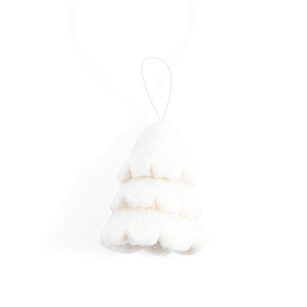 White Christmas Tree, Felted wood little Hangings
