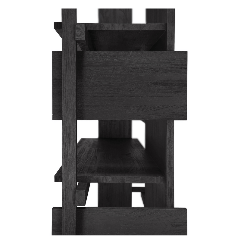 Abstract rack black varnished teak
