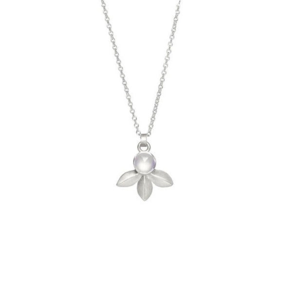 Tri-Leaf Necklace with Pearl Bloom