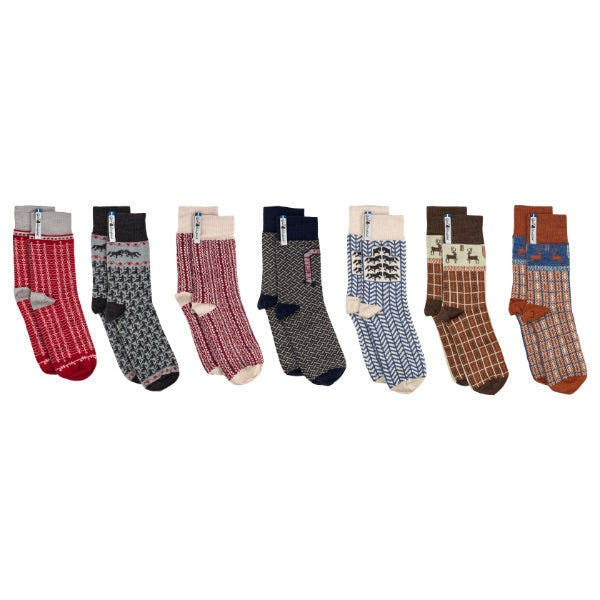 High Ankle Merino Socks, Varje Dag Patterns, Ojbro Vantfabrik, - 7 Pack